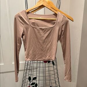 Hollister Women's Long Sleeve Square Neck Top - Light Brown